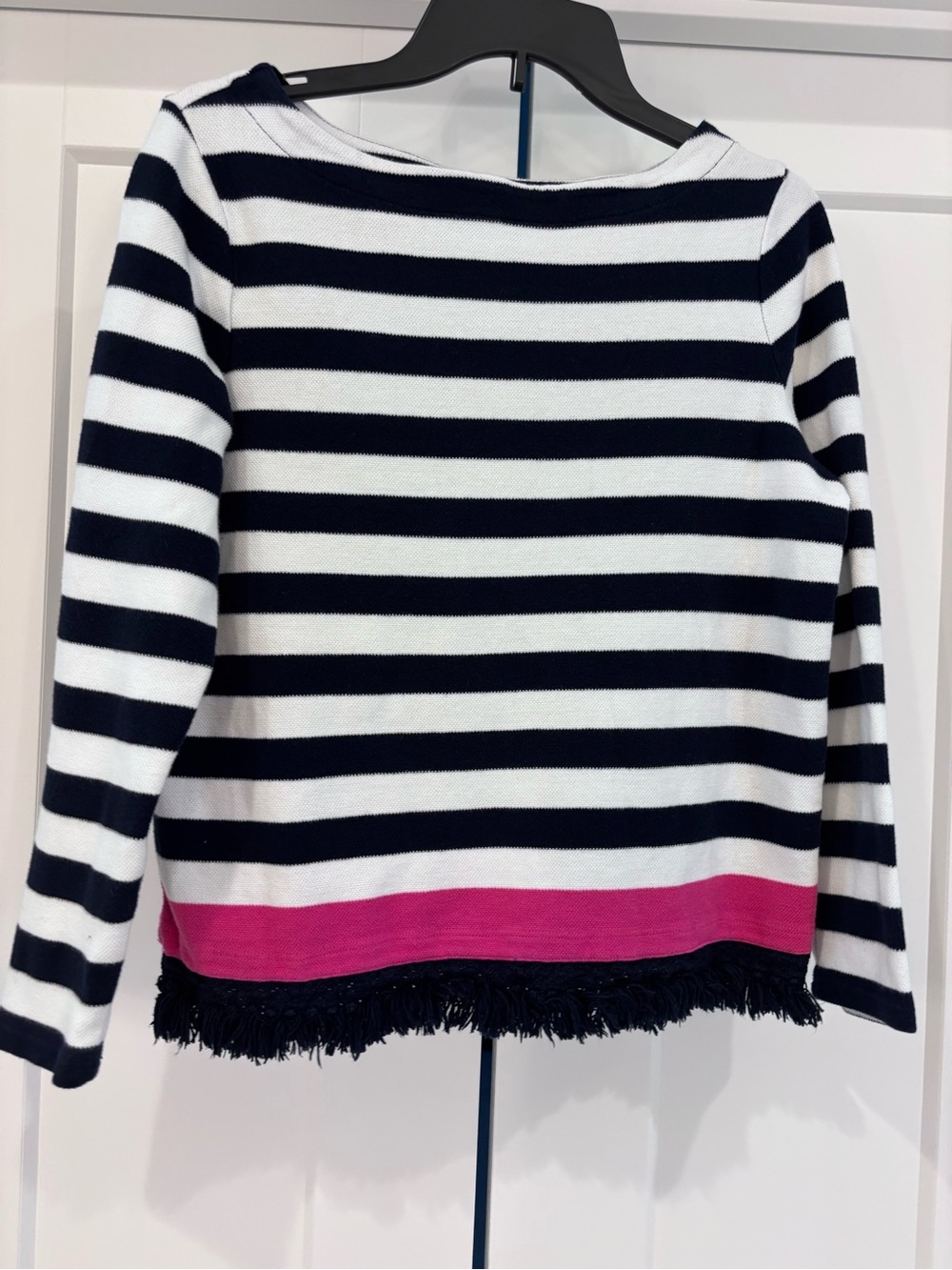 Women’s Navy & White Striped Top with Pink Accent